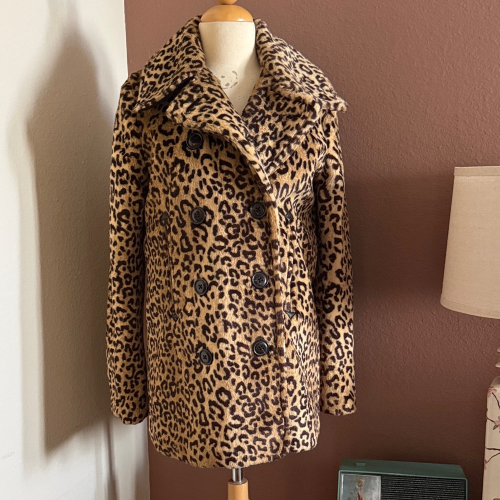 Vintage Ralph Lauren Leopard Print Double-Breasted Women's Coat